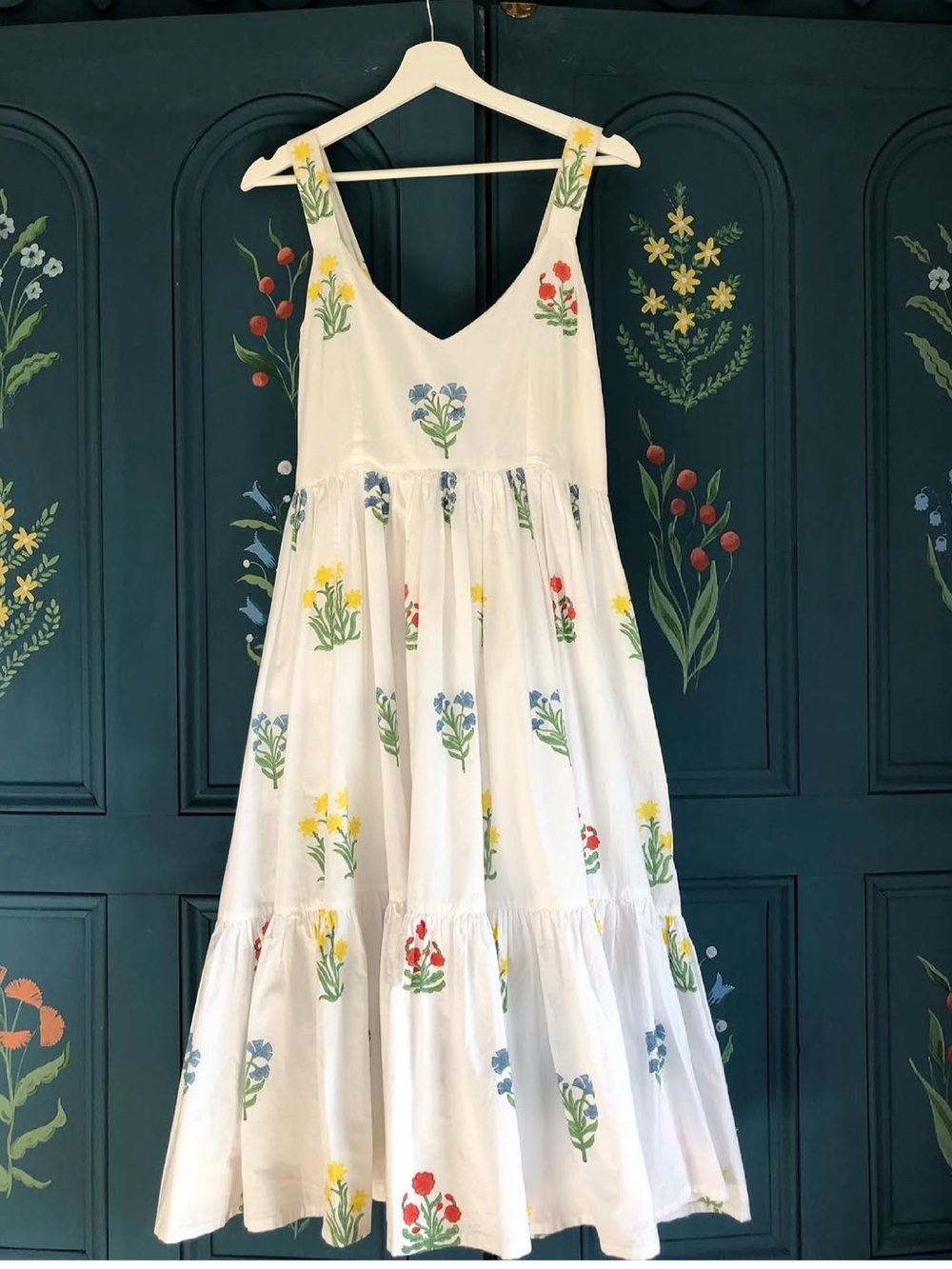 Daydress UK Maeve White Floral Tiered Dress Blockprint No Size - Picture 6 of 9